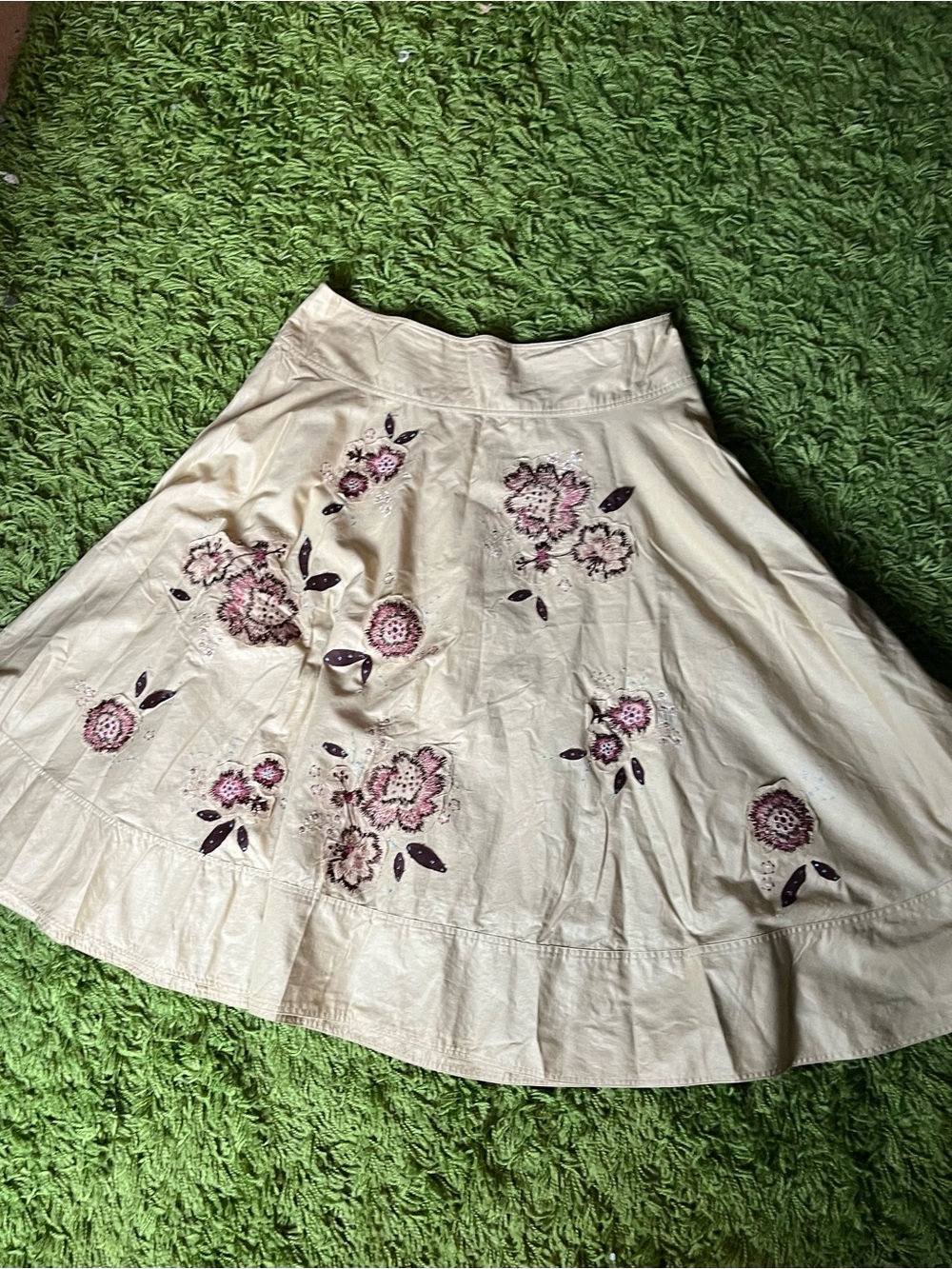 Madison Studio Cream Floral Embroidered Circle Skirt